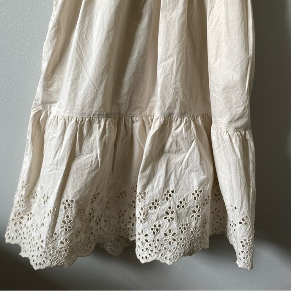 GAP 100% Cotton Eyelet Cream Lace Ruffle Sleeve Dress M - Picture 7 of 11